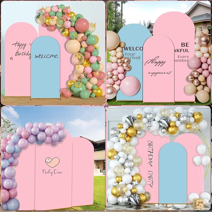 pingk Double Color Wedding Arch Set - 4ft/5ft/6ft Spandex Fitted Covers for Baby Party Birthday Banquet Shower