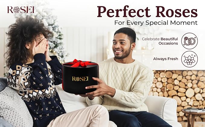 ROSEI Forever Preserved Roses in a Box| Real Forever Flowers, Lasting 1-3 Years, Elegant Floral Decor & Gift for Anniversaries, Birthdays & Special Occasions, 27 Flower Bouquet Preserved in a Box