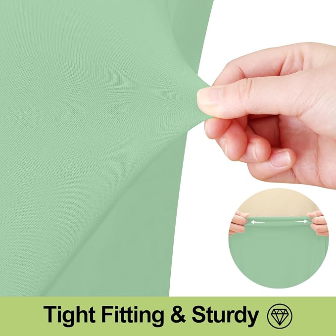 Smiry Spandex Tablecloth, Elastic Fitted Stretch Tablecloth for 8FT Rectangle Tables, Waterproof Washable Table Cover Skirt for Outdoor, Wedding, Banquet & Parties (Light Green, 96Lx30Wx30H Inch)