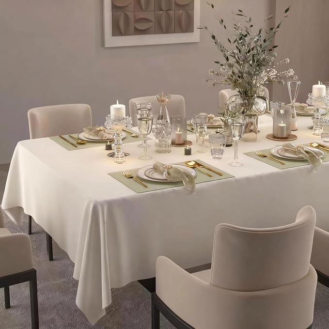 Cream Rectangle Tablecloth, Waterproof Washable Double-Sided Table Cloth, Thick Decorative Dining Table Cover for Wedding, Buffet, Party - 60 x 108 Inch, Cream