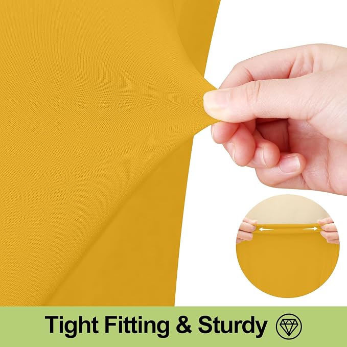 Smiry Spandex Tablecloth, Elastic Fitted Stretch Tablecloth for 4FT Rectangle Tables, Waterproof Washable Table Cover Skirt for Outdoor, Wedding, Banquet & Parties (Mustard Yellow, 48Lx30Wx30H Inch)