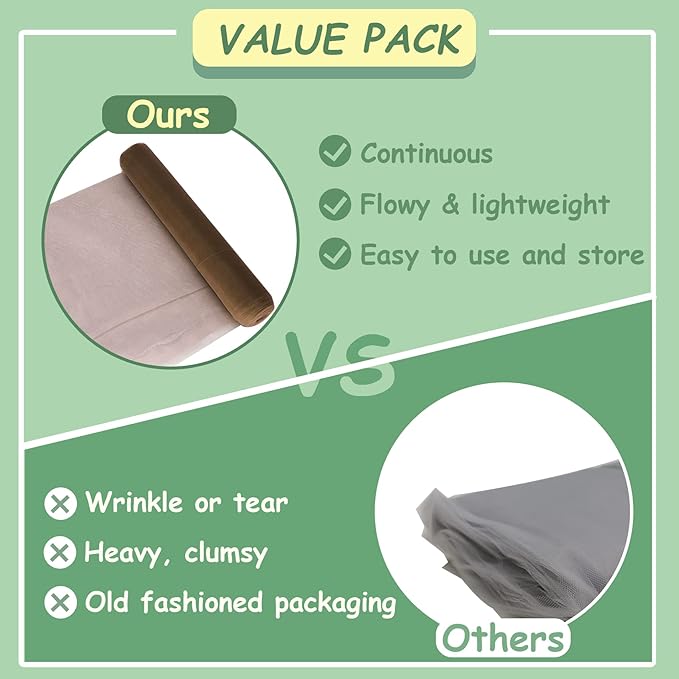 Brown Tulle Fabric Roll, 54 Inch by 10 Yards (30 ft) for Wedding Party Decoration Spool Bolt, Ceiling Decor, Tutu Skirt, Gift Wrapping, Soft & Drape (Brown)