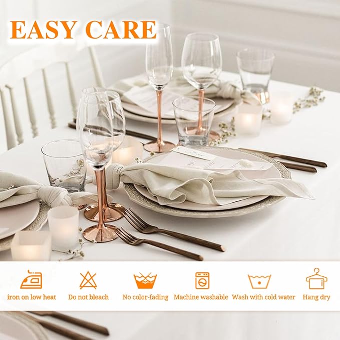WIGENIUS 6 Pack White Table Cloth Rectangle Tablecloths 60X102 Inch,Polyester Table Cloth for 6 Foot Rectangle Tables,Wrinkle Resistant Washable Fabric Table Covers for Party,Wedding Banquet