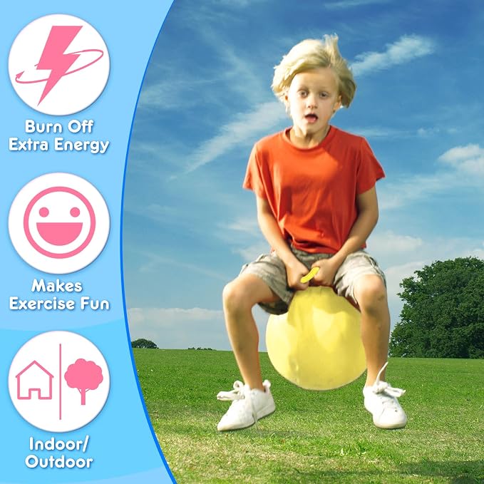 Lewtemi 6 Pcs Hopper Ball Carnival Outdoor Games 22 Inch Jumping Hopping Inflatable Bouncing Ball with Handle and Air Pump for Kids Sport Exercise(Light Colors)