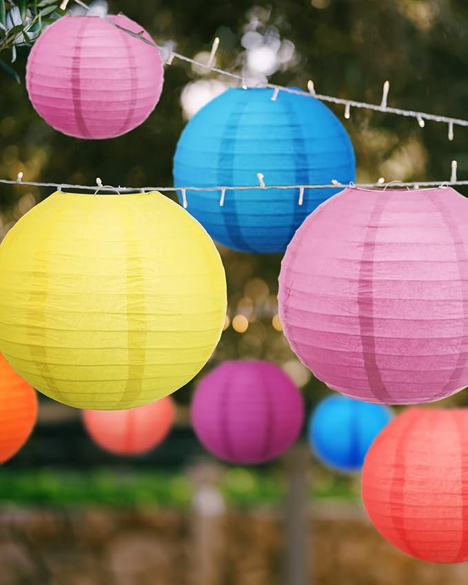 Treela 80 Pcs Paper Lanterns Chinese Japanese Paper Lanterns Classroom Party Decorations Ceiling Hanging Decor for Home Wedding Graduation Party(4'', 6'', 8'', 10'',Multicolor)