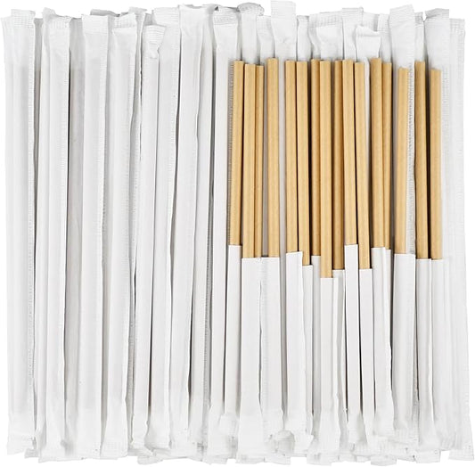 Brown Kraft Paper Drinking Straws, 7.75" Long, 0.24" Wide - Individually Wrapped - Pack of 1000