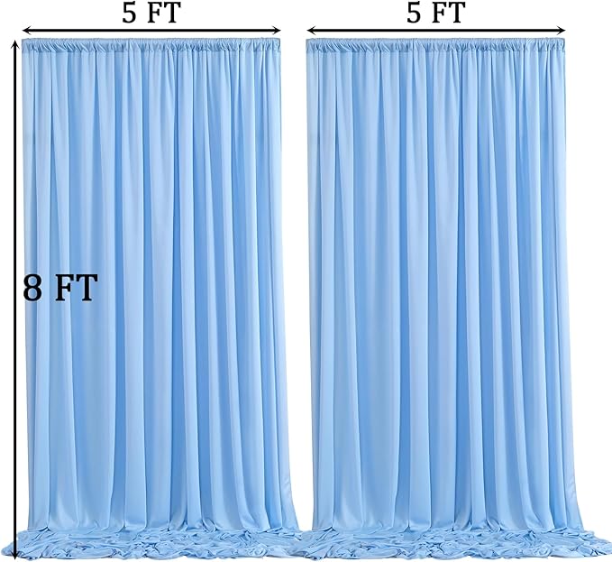 10x8ft Wrinkle Free Baby Blue Backdrop Curtains for Parties, Thick Fabric Backdrop Drapes for Wedding Birthday Photography Baby Shower Party Background