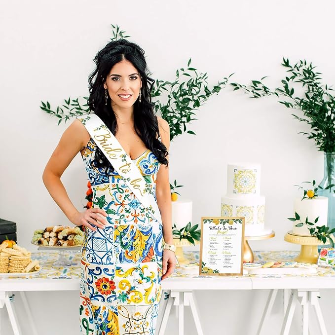 Lemon Bridal Shower Game with Bride to Be Sash-Set of 6 Activities Lemonade Bridal Shower Bachelorette Before Wedding for 50 Guests- 300 Cards 50 Per Game