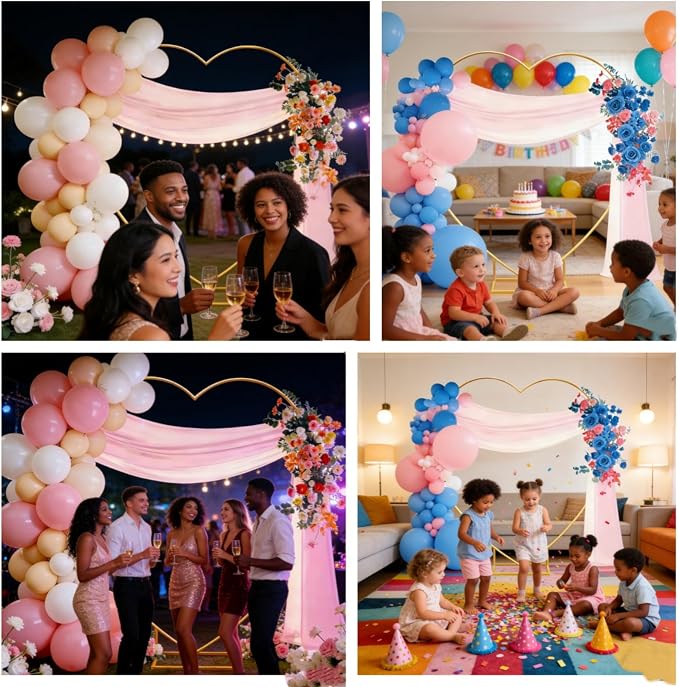 6.6 FT Wedding Arch Backdrop Stand,Gold Metal Heart-Shape Balloon Arch Stand for Wedding,Ceremony,Baby Shower,Birthday Party Decoration (Gold, 6.6 * 6.6FT)