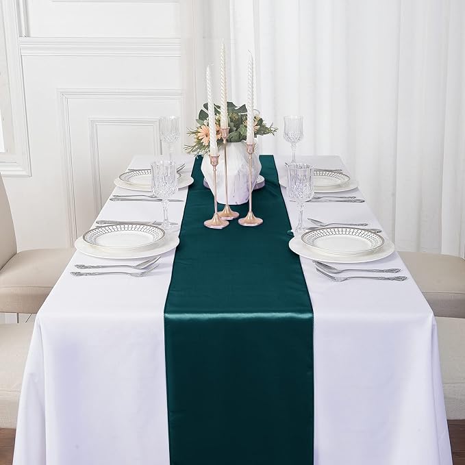 24Pack Christmas Table Runner 12 x 108 Inches Satin Silk Table Runner for Wedding, Birthday Party, Banquets, Graduations Decoration, fit Rectange and Round Table-Hunte