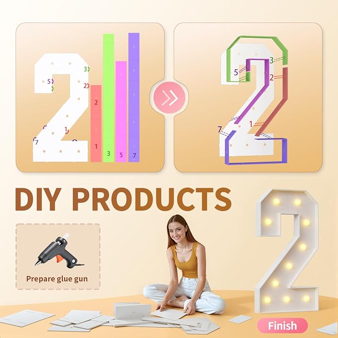 imprsv 4FT Marquee Numbers 18,DIY Light Up Numbers for 18th Birthday Decorations, Party Decorations,Anniversary Party Decor,Mosaic Number for Balloons Number 18,Pre-Cut Foam Board Kit