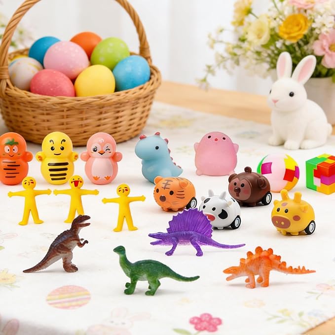 GOAUS Easter Egg Fillers Party Favors for Kids, 60 Pcs Small Toys Prizes Bulk, Goodie Bags Stuffers, Treasure Box Toys for Classroom, Prize Box Birthday Goody Bag