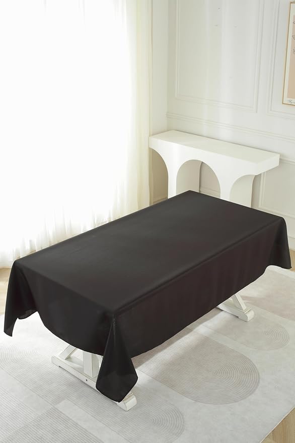5 Pack Rectangle Tablecloth, 60 x 84 Inch Black Polyester Fabric Washable Tablecloth for Home, Party, Wedding or Restaurant Use
