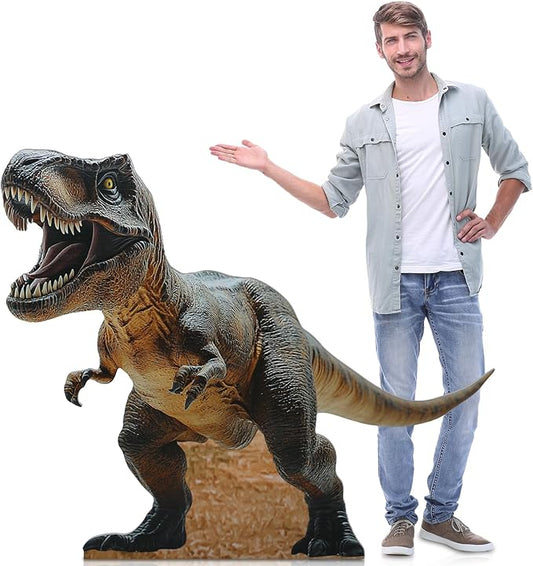 Colingmill 4 ft Life Size Gray T-rex Dinosaur Cardboard Standup Cutout Jurassic Birthday Party Decoration Photo Prop PVC Cutout Dinosaur Theme Party Photo Prop for Animal Jurassic Theme Supply