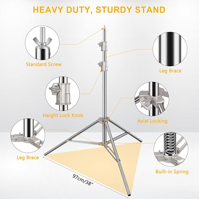 Photo Backdrop Stand 8.5 x10Ft Stainless Steel Heavy Duty Back Drop Adjustable Stand with Clamps Clips Carry Bag, Background Support System Kit, Backdrop Frame for Photography, Party, Wedding