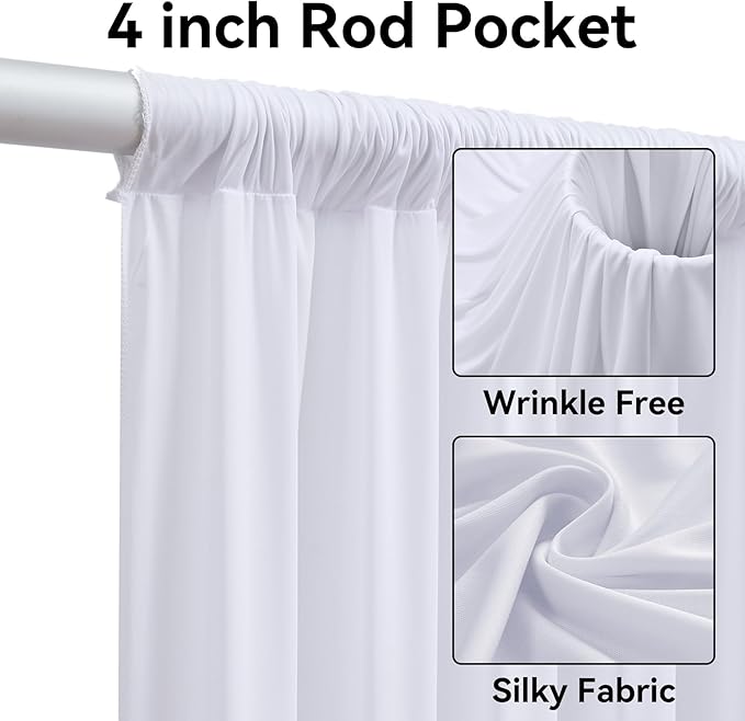 6 Panels 5×30ft White Ceiling Drapes for Wedding Parties, Wrinkle Free Thick Polyester 30 ft Extra Long Wedding Draping Cloth Arch Drapery for Birthday Party Event Tent Canopy Venue Decoration