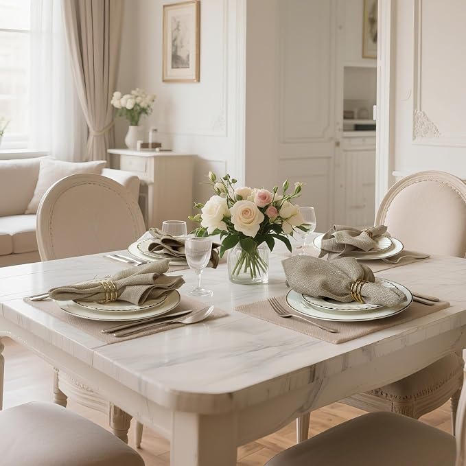 BALCONY & FALCON Cloth Napkins Set of 6 Washable Linen Napkins Absorbent Wrinkle-Free Fabric Napkins Bulk for Dinner Wedding Party Easter Thanksgiving Christmas Banquet (Beige 17.7"x17.7")
