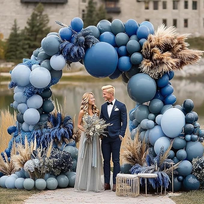 Dusty Blue Balloon Arch Double Stuffed Light Dark Blue Balloons Different Size Blueberry Balloon Garland Kit for Baby Shower Birthday Wedding Bridal Graduation Party Decorations