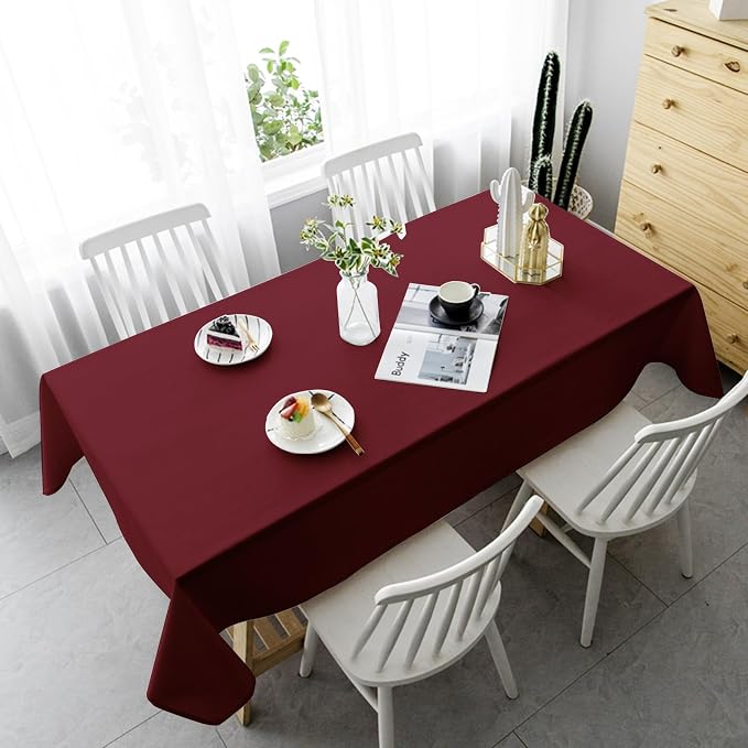 YMHPRIDE 6 Pack Burgundy Polyester Tablecloths, 60 x 102 inch, Rectangular, Wrinkle Resistant, Machine Washable, Perfect for 6FT Tables, Parties, Weddings, Banquets