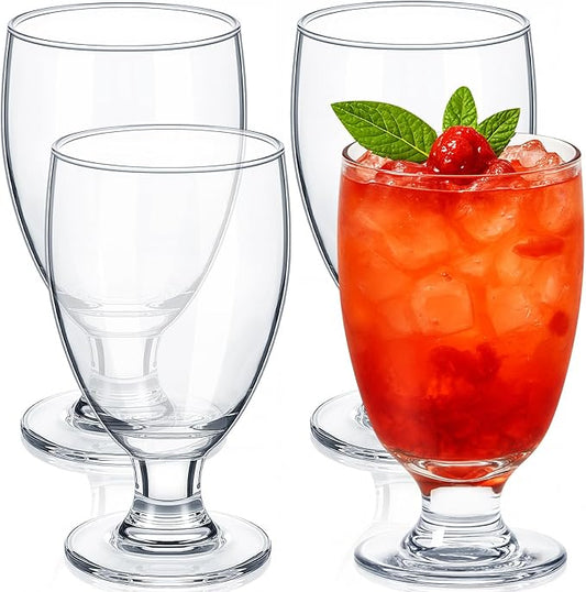 Patelai Set of 4 Water Goblet, 10.5 oz Clear Drinking Glasses Bulk Dishwasher Safe, Stemmed Water Glass for Juice Wine Beer Tea Sangria Cold Beverages, Reusable Glassware for Home Party Restaurant