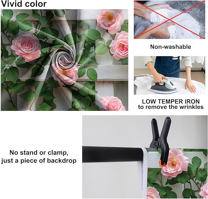 Baocicco 5x3ft Flowers Fence Backdrop Photography Pink Rose Green Leaves White Spring Floral Farmhouse Background for Bridal Shower Wedding Birthday Party Backdrops Decoration Photo Props Photoshoot