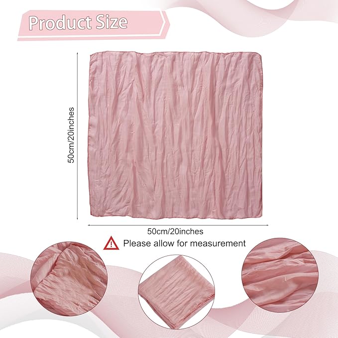 LZY 60 Pack Gauze Cheesecloth Napkins 20x20 Inch Dinner Cloth Napkins, Soft Boho Table Napkins Rustic Wrinkled Cheese Cloth Napkins Bulk for Wedding Party Baby Shower Event Decor (Dusty Pink)