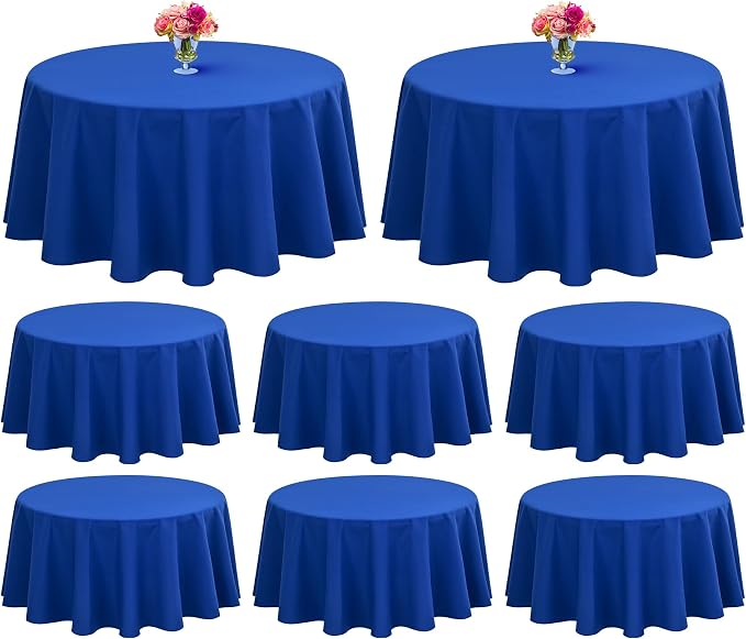 Showgeous 8 Pack Round Tablecloth 70 Inch Round Royal Blue Table Cloths Polyester Tablecloths for Round Tables Washable Decorative Fabric Table Covers for Wedding Dining Party Banquet Buffet