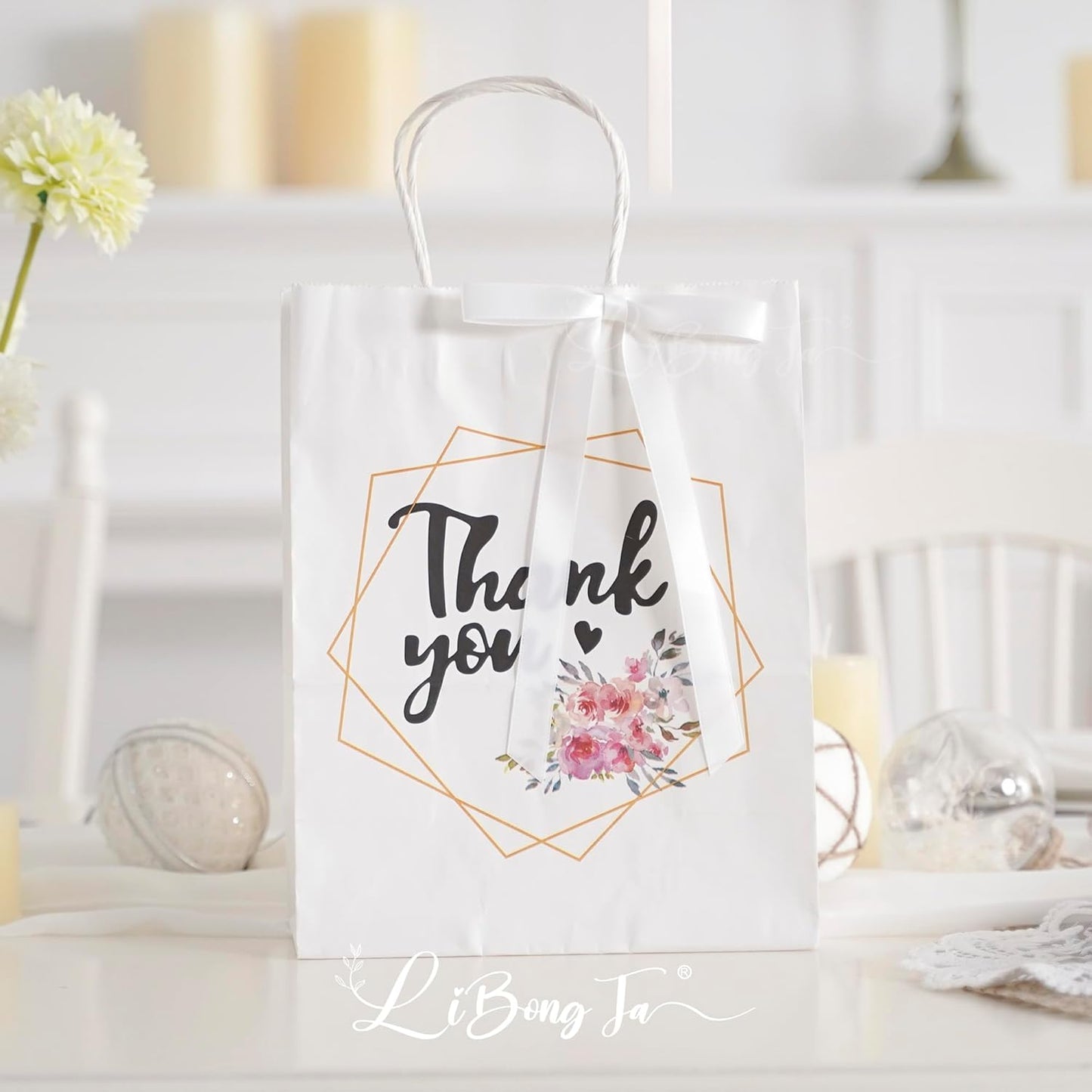 50 PCs White Bow 5 Inch Long Tail Bows for Gift Wrapping, Easter Bow Party Decorations, Twist Tie Bows, Satin Bows for Crafts, Premade Bows for Presents, Treat Bags, Bottles, Cakes