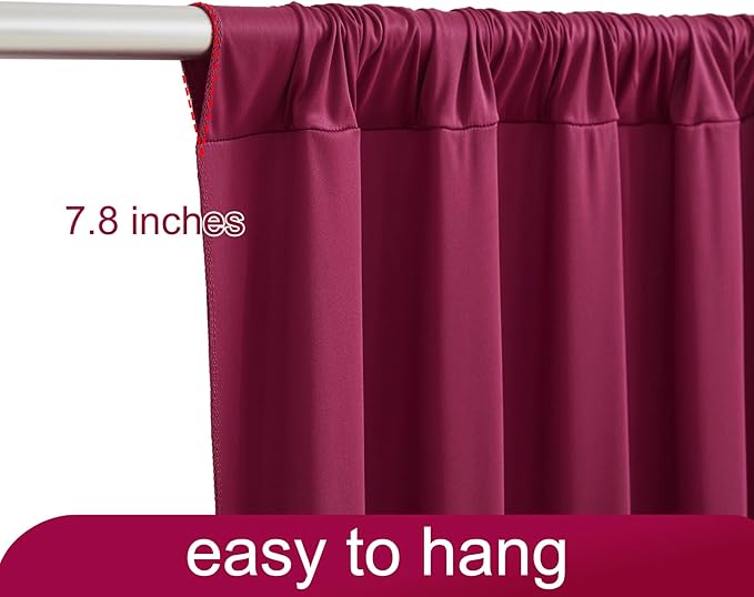 20ft x 10ft Burgundy Backdrop Curtain for Parties Wedding Maroon Wrinkle Free Backdrop Drapes Panels for Birthday Party Bridal Shower Photo Photography Polyester Fabric Background Decoration