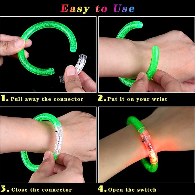 Elcoho 60 Pieces Glow in the Dark Party Supplies LED Light Up Toy Party Favors Includes 20 LED Shutter Glasses, 20 Glow Headbands, 20 LED Glow Bracelets, Neon Party Favors for Glow Party, Birthday