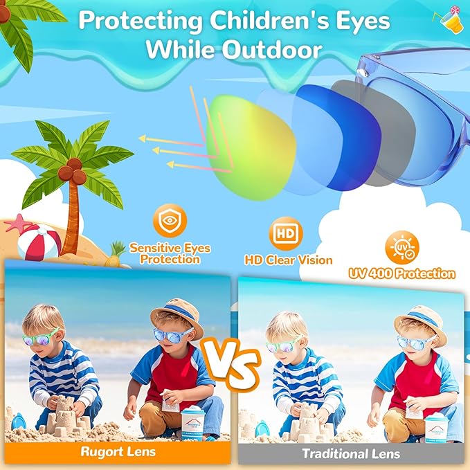 Party Favor Sunglasses for Kids - Boys Sunglasses Age 3-8 with UV 400 Protection, Neon Glasses for kids Birthday Parties, Valentines Easter, Summer Beach Pool Party Goodie Bags Stuffers - 12 Packs
