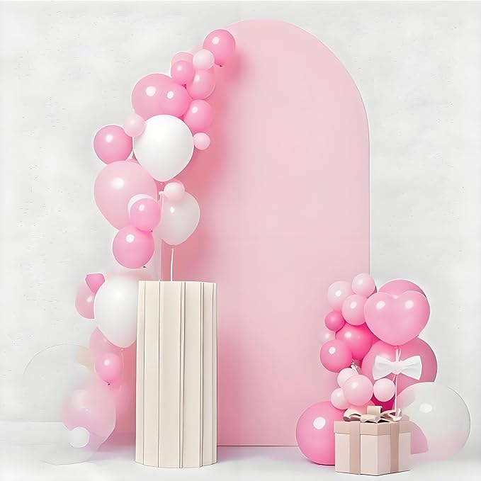 Pink 6FT Spandex Arch Backdrop Cover, Included Components for Wedding, Party Celebration Decoration