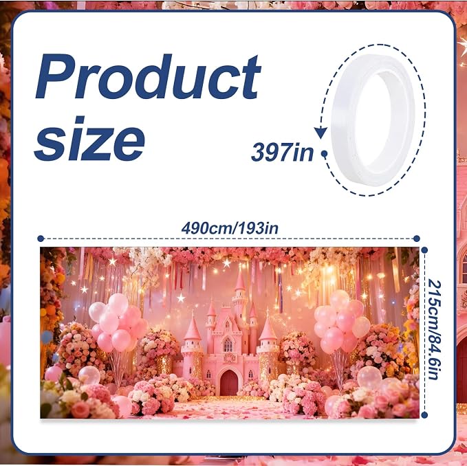 Valentine‘s Day Romantic Floral Garage Door Banner 7x16ft Waterproof -Pink Balloon Backdrop for Mother's Day, Wedding & Anniversary,Photo Booth Background Wall Decor
