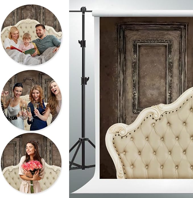 YongFoto Retro European Style Wall Texture Backdrop 20x10ft Classic Nordic Royal Sofa Headboard Pattern Photography Background Bridal Shower Wedding Party Banner Room Decor Portraits Photoshoot Props