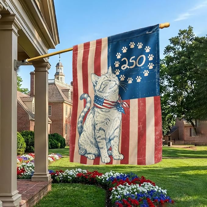 American Flag-Flagwix Patriotic Cat Garden Flag - 250th Anniversary Paw Prints Betsy Ross Flag Decor, 3x5 ft. Flag-USA Premium Polyester