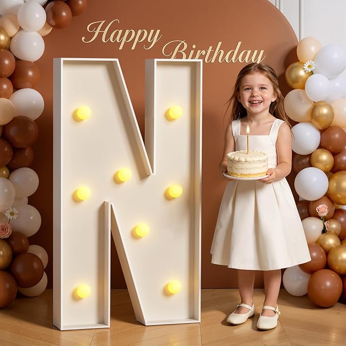 Marquee Letters 3 Feet Tall 3FT Large Light Up Letters N for Wedding Will You Marry Me Sign Happy Birthday Engagement Party Decorations Big Letterboard N