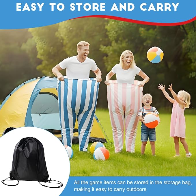 Granny Pants Outdoor Game,Giant Oversized Granny Funny Pants Set with Bouncy Balls & Pump for Family Reunion Party Field Game