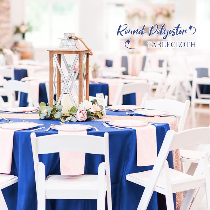 12 Pack Round Tablecloths - 120 Inch, Royal Blue Polyester Table Cover for Round Table, Stain and Wrinkle Resistant Washable Fabric Tablecloth, Polyester Tablecloth for Wedding Banquet Parties