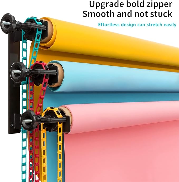 3 Roller Photography Backdrop Background Support Wall Mount Manual Pull Down System for Photo Studio with 6 Expand Bars + 3 Chains + 2 Tri-fold Hooks for Holding 3 Backdrops
