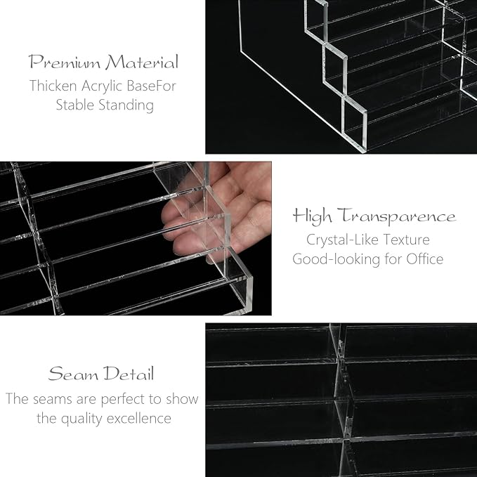 Vevitts 20 Slots Acrylic Business Card Holder, Clear Plastic Desk Business Card Stand, Multi-Card Display Rack for Office Home School Recipe Brochure File