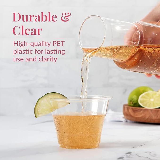 Prestee 500 Clear Plastic Cups - 9 oz Cocktail Cups for Parties and Events, Plastic Cocktail Glasses, Disposable Drinkware - Durable Drinkware, Bulk 500 Party Supplies