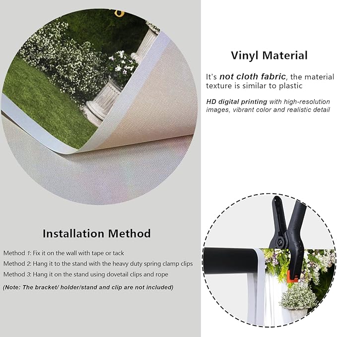 YongFoto Mr and Mrs Wedding Party Backdrop 5x3ft Floral Grass Wall White Sheer Curtain Flower Arch Photography Background Lover Marriage Proposal Bridal Shower Reception Photo Booth Props Banner