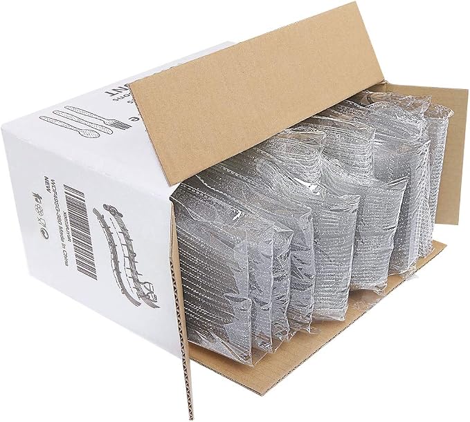 WDF 360 Silver Plastic Silverware- Disposable Silver Glitter Plastic Cutlery - Disposable Silverware including: 120Forks, 120Spoons, 120Knives for Christmas