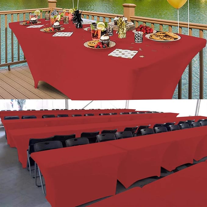 RELIANCER 1 Pack Stretch Spandex Table Covers for Rectangular Tables,6FT Elastic Fitted Tablecloth,Universal Rectangular Table Cloth Protector for Outdoor Party,Wedding,Bar,Birthday,Banquet,Events
