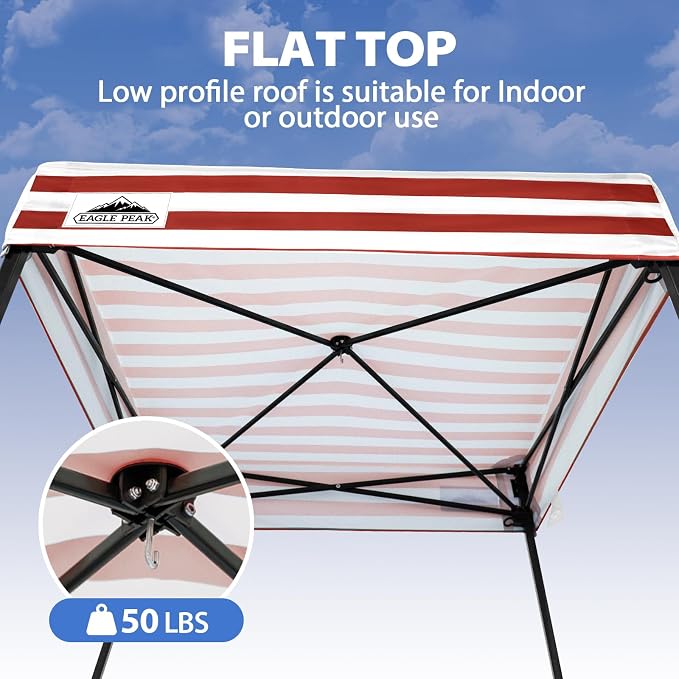 EAGLE PEAK 4x4 Pop Up Changing Tent, Flat Top Changing Room, White/Red | Portable, Privacy Tent, Pool Cabana, Dressing Room, Shower & Toilet Use, Opaque Fabric, Instant Setup, Photoshoots, Camping