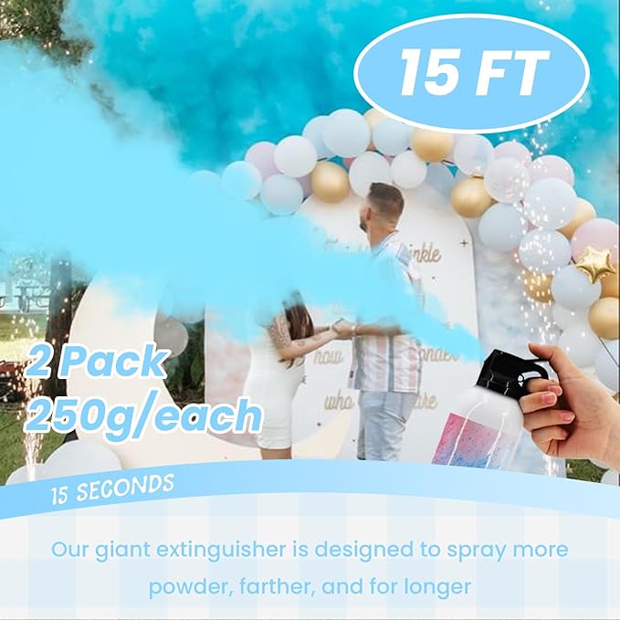 Gender Reveal Fire Extinguisher Large Blue Smoke for Gender Reveal Party Decorations 2Pack Gender Reveal Extinguisher Color with Biodegradable Powder for Baby Gender Reveal Ideas