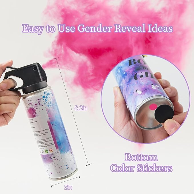 Gender Reveal Fire Extinguisher for Girls – 100% Biodegradable Baby Girl Reveal Party Decorations, Ideal for Exciting Gender Reveal Ideas (2PCS)