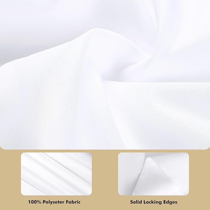 Fixwal 2 Pack White 90 x 132 Inch Rectangle Tablecloths, Reusable Heavy Duty Washable Polyester Table Covers for Banquet Tables, Wedding, Party, Birthday, Outdoor, Picnic, Camping