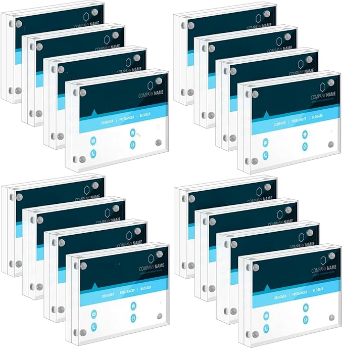 Kigley 16 Pcs 2.5 x 3.5 Inch Mini Acrylic Picture Frames, Clear Acrylic Photo Business Card Frame Desktop Display Double Sided Wallet Size Frame Freestanding Frames for Film Photos Cards Stamp