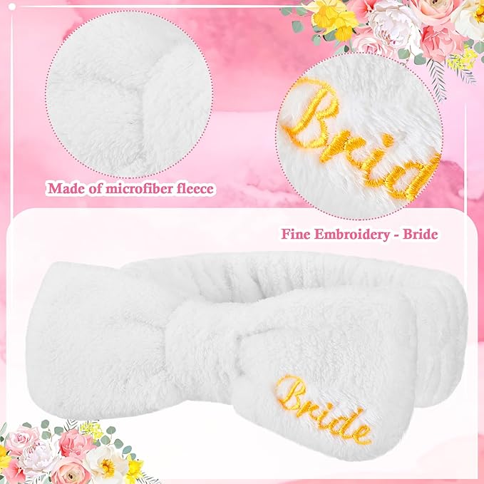 Geiserailie 36 Pcs Bachelorette Party Accessories 12 Bride Spa Headbands 12 Bridesmaid Scrunchies Ties 12 Bachelorette Sunglasses Bridesmaids Proposal Gifts for Wedding Party Favors(Pink)